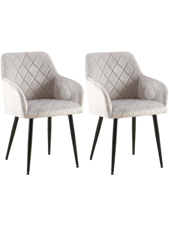 Lot de 2 chaises de salle à manger Monett velours B, gris Lot de 2 chaises de salle à manger Monett velours B, gris