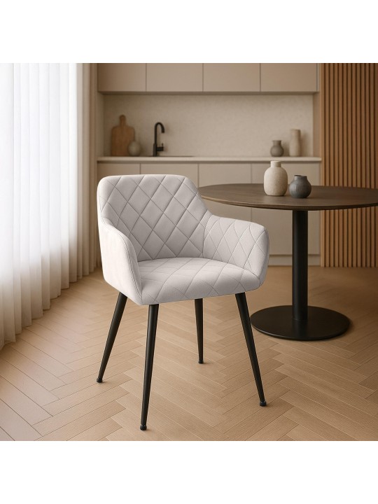 Lot de 2 chaises de salle à manger Monett velours B, gris Lot de 2 chaises de salle à manger Monett velours B, gris