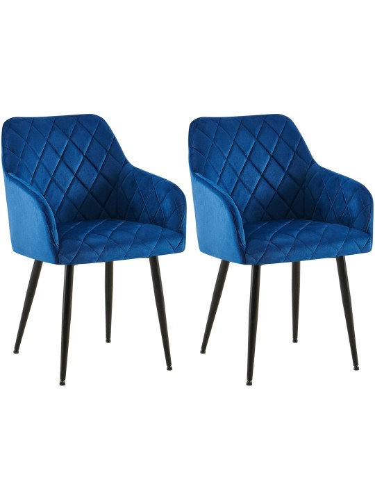 Lot de 2 chaises de salle à manger Monett velours B, bleu foncé Lot de 2 chaises de salle à manger Monett velours B, bleu foncé