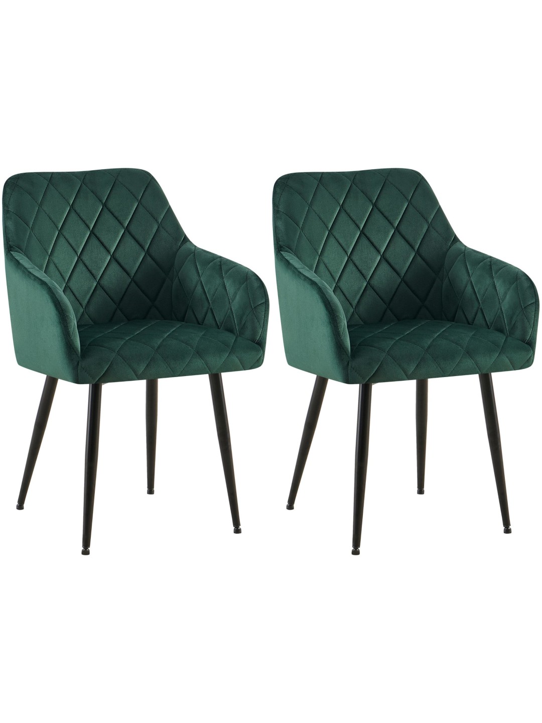 Lot de 2 chaises de salle à manger Monett velours B, vert