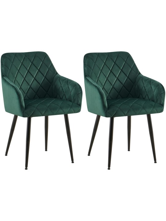 Lot de 2 chaises de salle à manger Monett velours B, vert