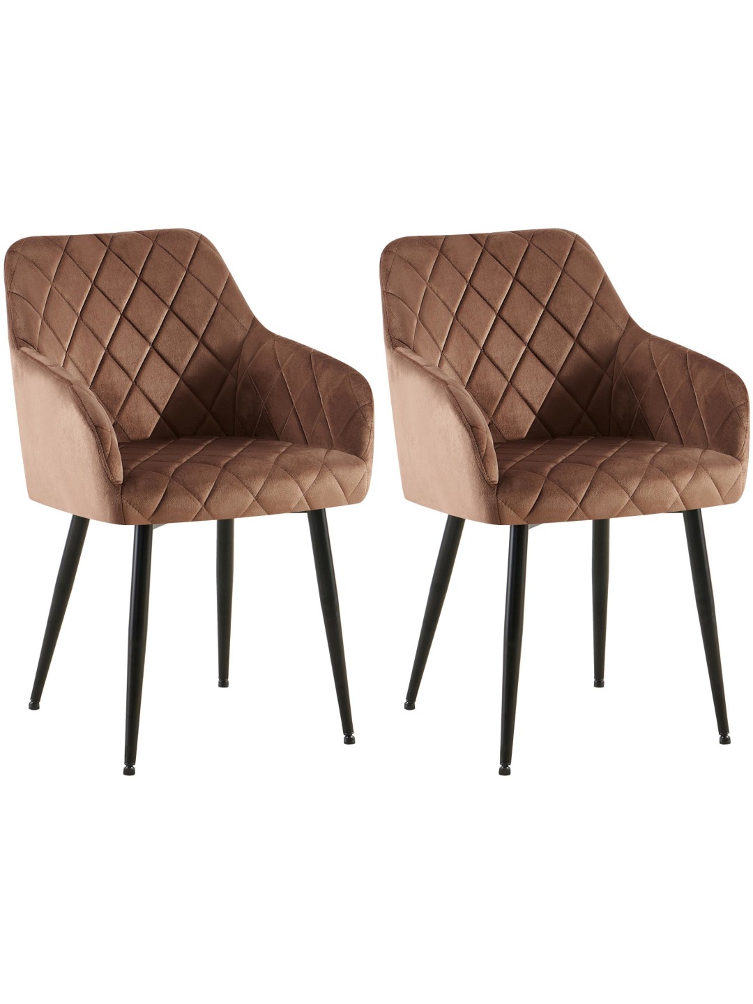 Lot de 2 chaises de salle à manger Monett velours B, brun