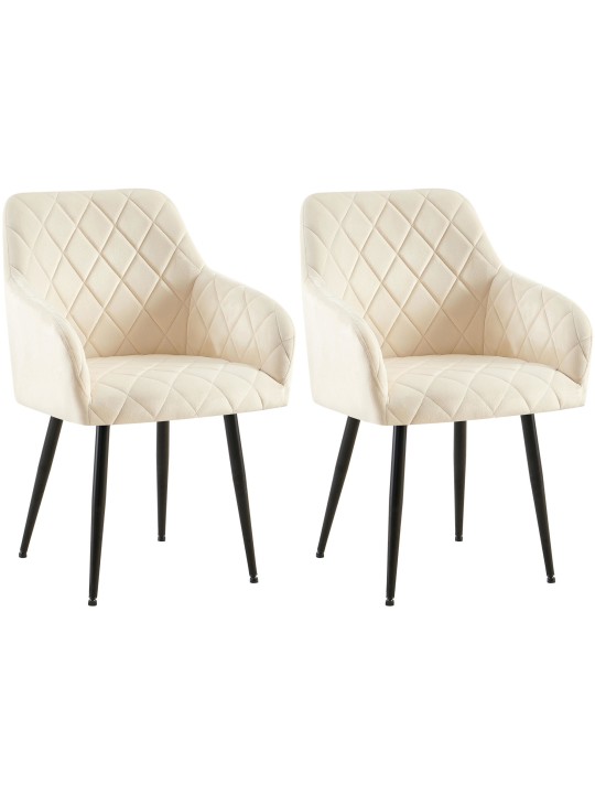Lot de 2 chaises de salle à manger Monett velours B, crème Lot de 2 chaises de salle à manger Monett velours B, crème