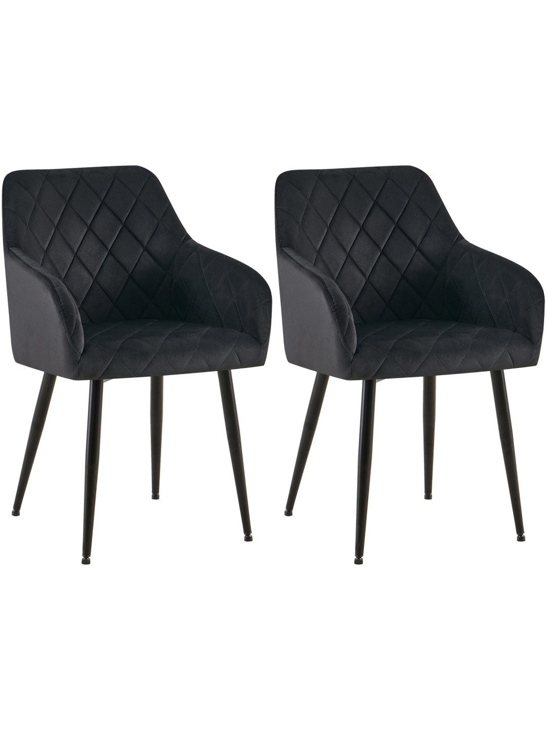 Lot de 2 chaises de salle à manger Monett velours B, noir