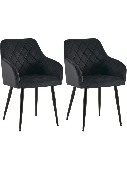 Lot de 2 chaises de salle à manger Monett velours B, noir Lot de 2 chaises de salle à manger Monett velours B, noir