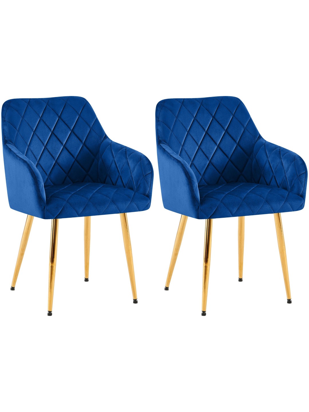 Lot de 2 chaises de salle à manger Monett velours G, bleu foncé
