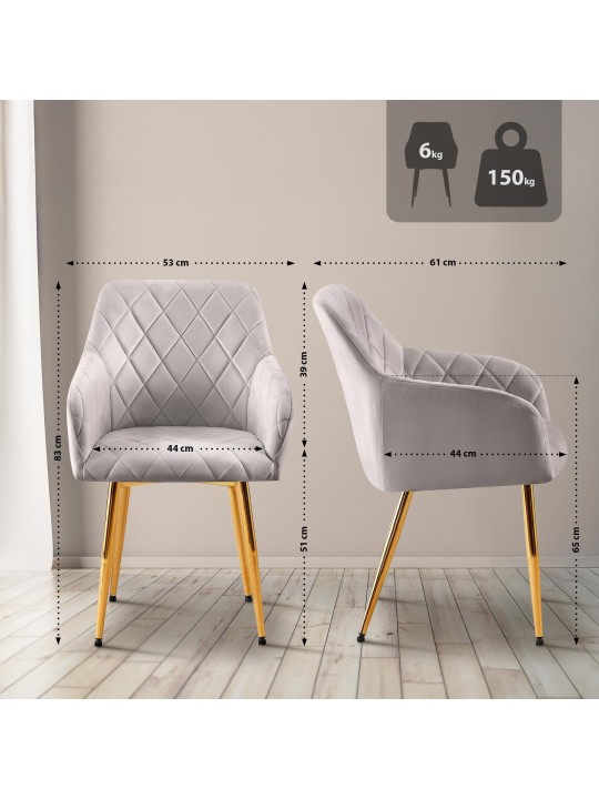 Chaise de salle à manger Monett velours G, gris Chaise de salle à manger Monett velours G, gris