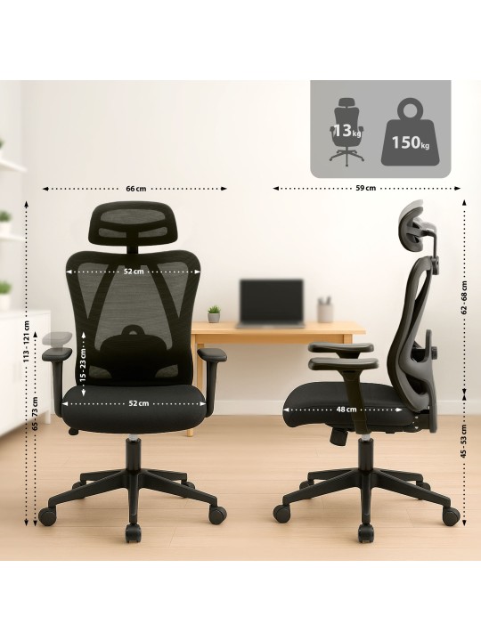 Chaise de bureau Elisha, noir