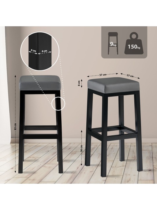 Tabouret de bar Taylor B85 simili cuir, gris Tabouret de bar Taylor B85 simili cuir, gris