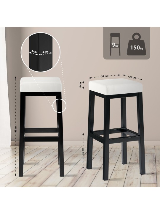 Tabouret de bar Taylor B85 simili cuir, blanc Tabouret de bar Taylor B85 simili cuir, blanc