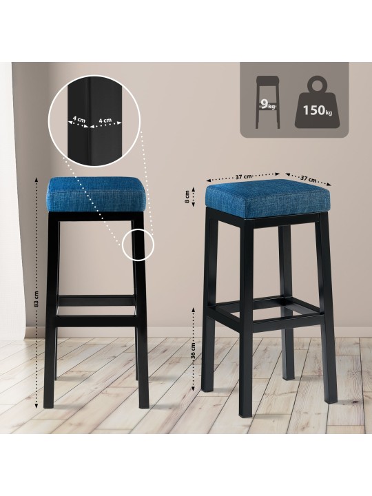 Tabouret de bar Taylor B85 tissu, bleu Tabouret de bar Taylor B85 tissu, bleu
