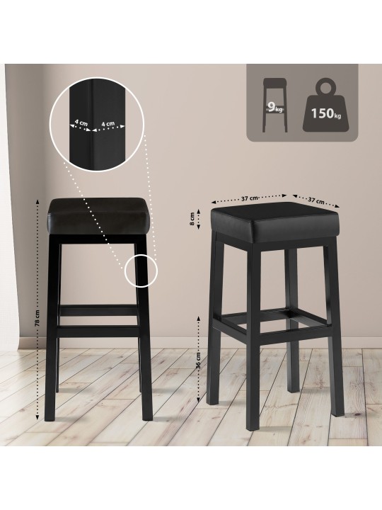 Tabouret de bar Taylor B80, noir