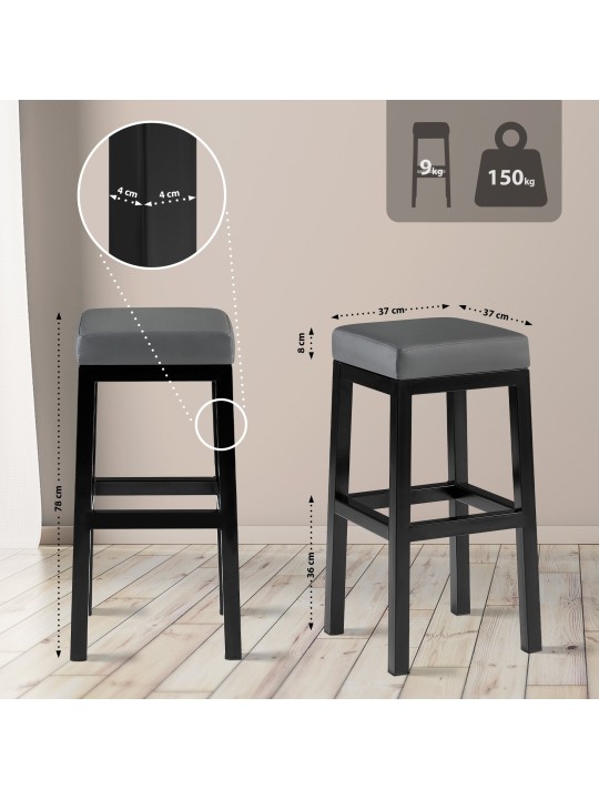 Tabouret de bar Taylor B80, gris