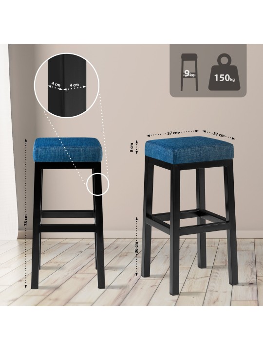 Tabouret de bar Taylor B80 tissu, bleu Tabouret de bar Taylor B80 tissu, bleu