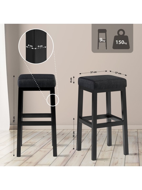 Tabouret de bar Taylor B80 tissu, gris foncé Tabouret de bar Taylor B80 tissu, gris foncé