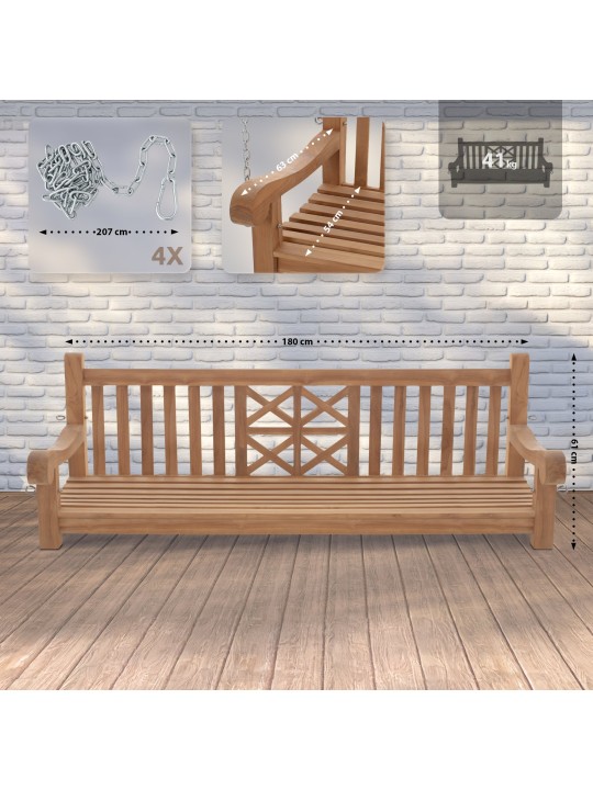 Banc balançoire Farm 180 cm, teck