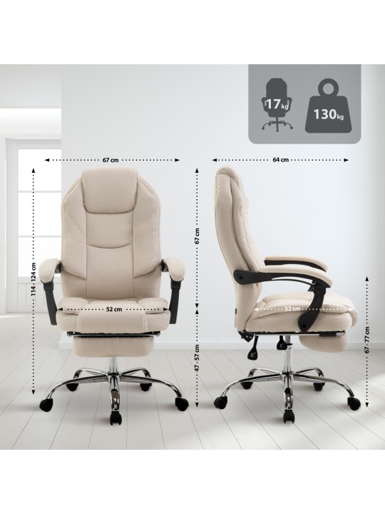 Chaise de bureau Castle en tissu, crème