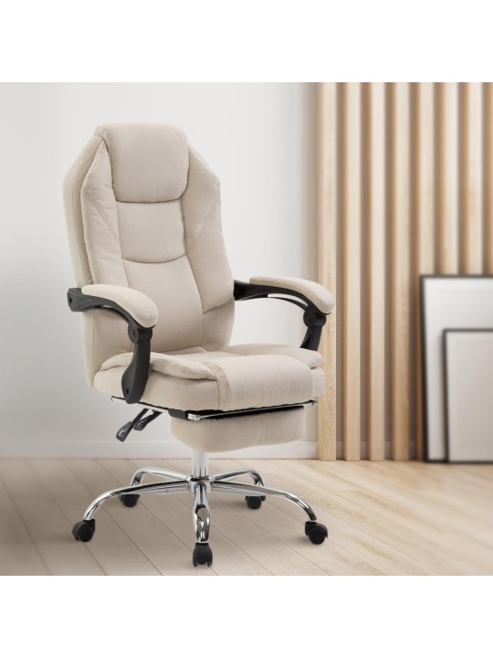 Chaise de bureau Castle en tissu, crème