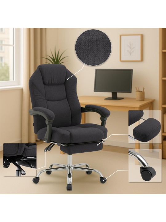 Chaise de bureau Castle en tissu, noir