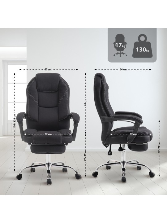 Chaise de bureau Castle en tissu, noir