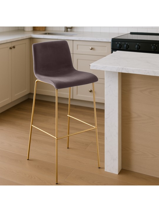 Tabouret de bar Hoover Velours 4 pieds Or, brun Tabouret de bar Hoover Velours 4 pieds Or, brun