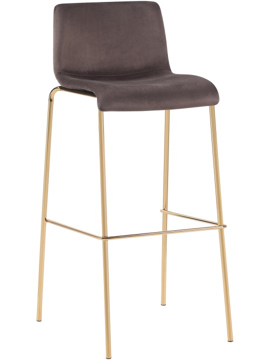 Tabouret de bar Hoover Velours 4 pieds Or, brun Tabouret de bar Hoover Velours 4 pieds Or, brun