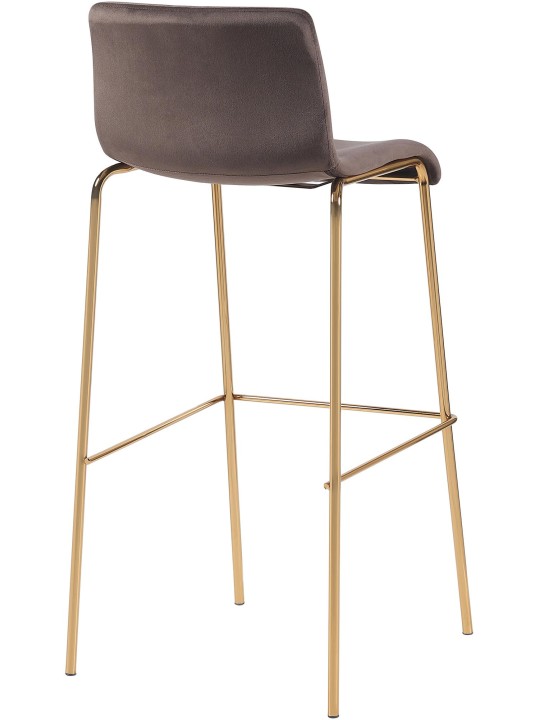 Tabouret de bar Hoover Velours 4 pieds Or, brun Tabouret de bar Hoover Velours 4 pieds Or, brun