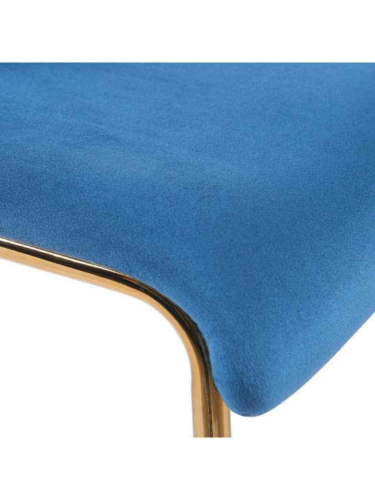 Tabouret de bar Hoover Velours 4 pieds Or, bleu