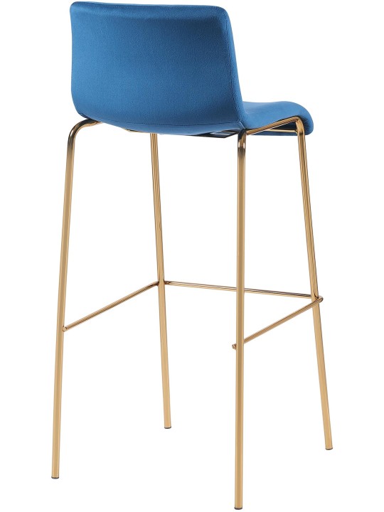 Tabouret de bar Hoover Velours 4 pieds Or, bleu