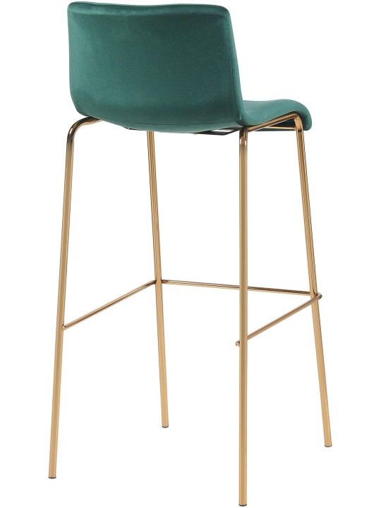 Tabouret de bar Hoover Velours 4 pieds Or, vert