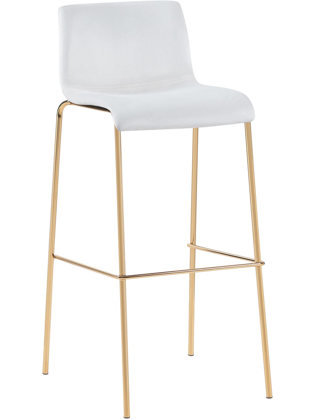 Tabouret de bar Hoover Velours 4 pieds Or, crème