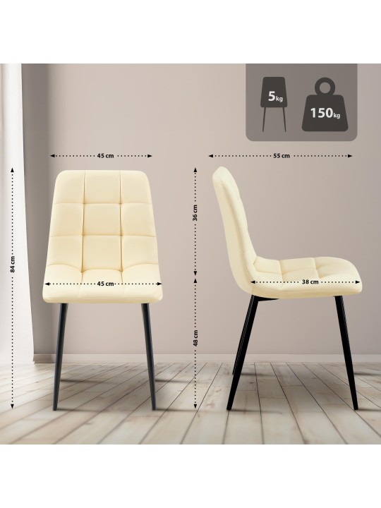 Chaise de salle à manger Antibes simili cuir, crème Chaise de salle à manger Antibes simili cuir, crème