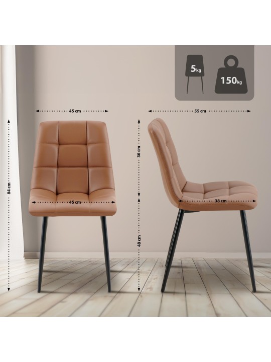 Chaise de salle à manger Antibes simili cuir, brun foncé