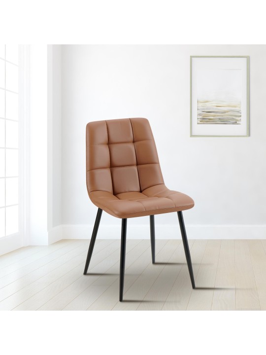 Chaise de salle à manger Antibes simili cuir, brun foncé