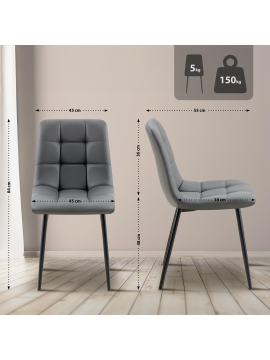 Chaise de salle à manger Antibes simili cuir, gris foncé Chaise de salle à manger Antibes simili cuir, gris foncé