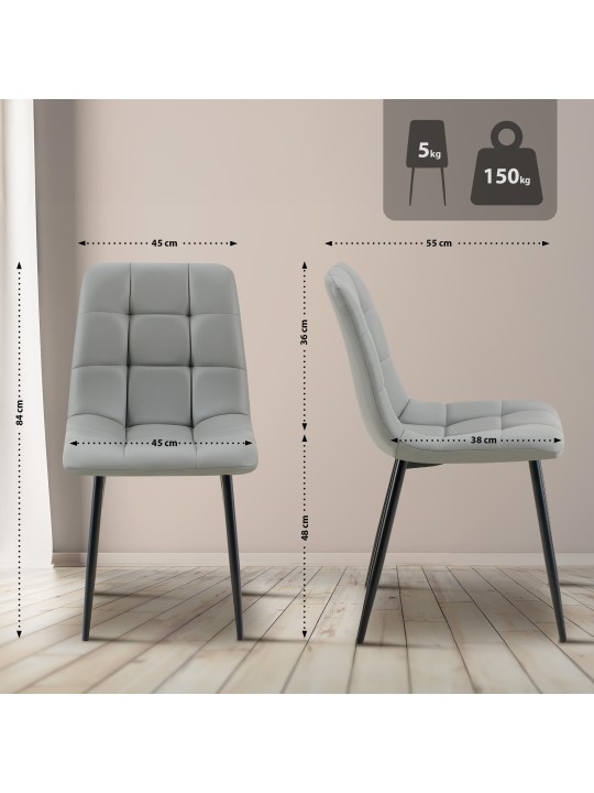 Chaise de salle à manger Antibes simili cuir, gris clair Chaise de salle à manger Antibes simili cuir, gris clair