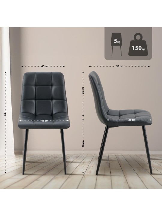 Chaise de salle à manger Antibes simili cuir, noir Chaise de salle à manger Antibes simili cuir, noir
