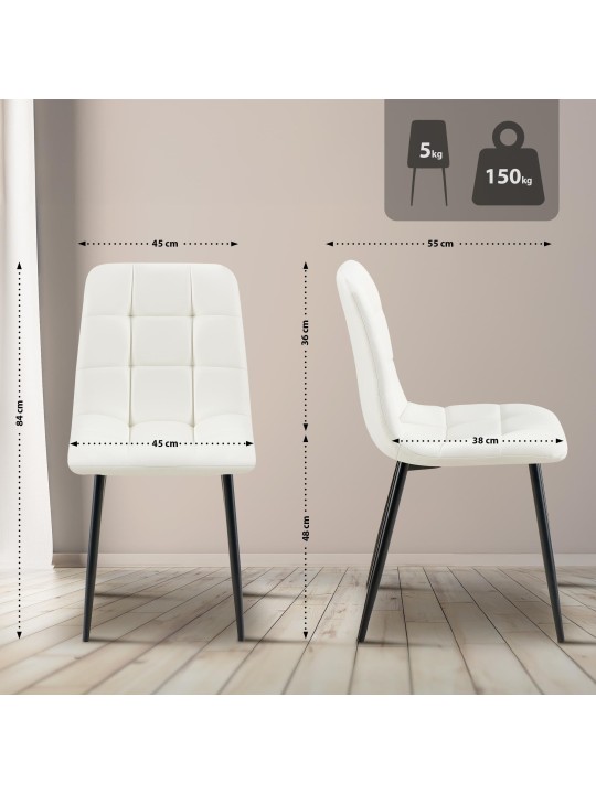 Chaise de salle à manger Antibes simili cuir, blanc