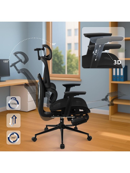 Chaise de bureau Beresford, noir