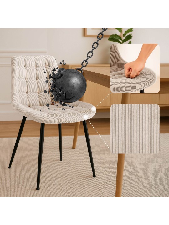 Chaise de salle à manger Sardna Cord, crème Chaise de salle à manger Sardna Cord, crème