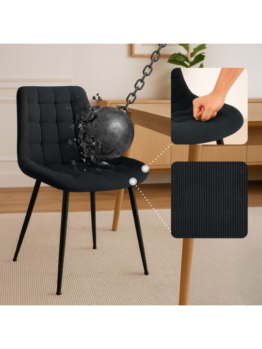 Chaise de salle à manger Sardna Cord, noir Chaise de salle à manger Sardna Cord, noir