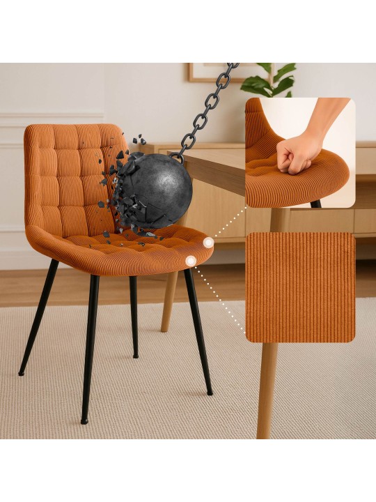 Chaise de salle à manger Sardna Cord, orange