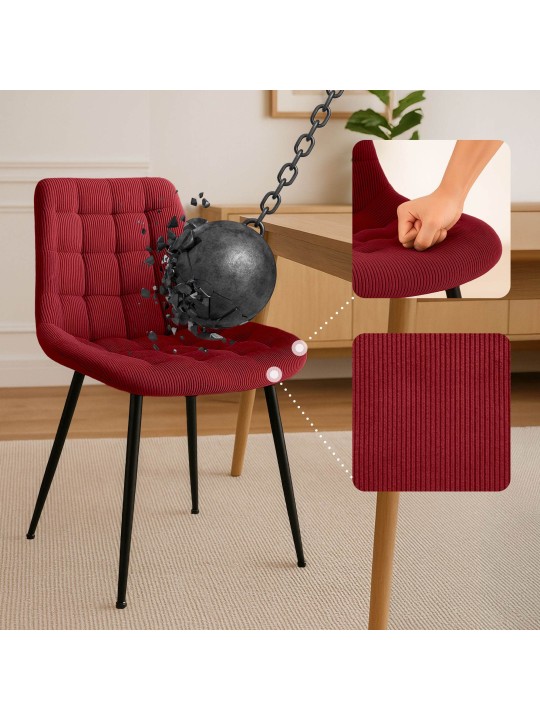 Chaise de salle à manger Sardna Cord, bordeaux Chaise de salle à manger Sardna Cord, bordeaux