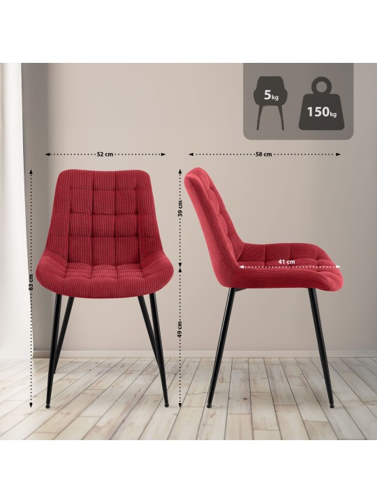 Chaise de salle à manger Sardna Cord, bordeaux Chaise de salle à manger Sardna Cord, bordeaux