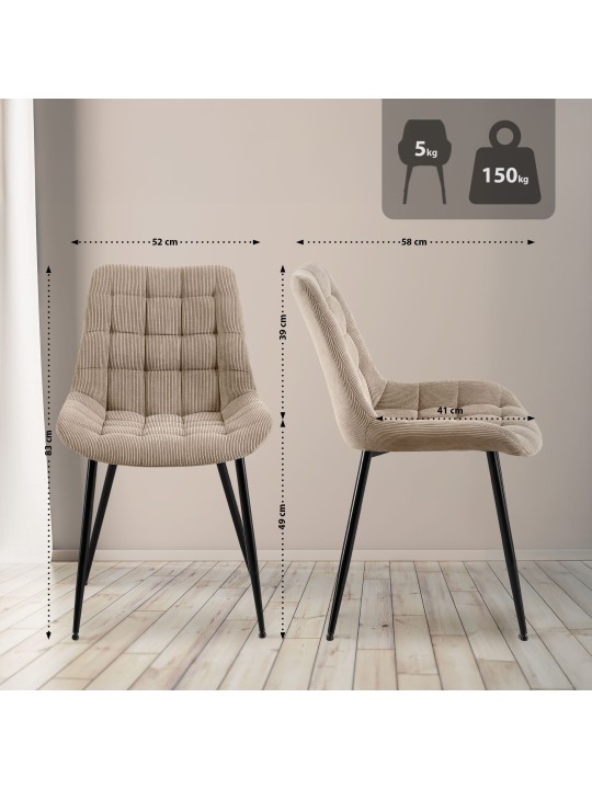 Chaise de salle à manger Sardna Cord, taupe Chaise de salle à manger Sardna Cord, taupe