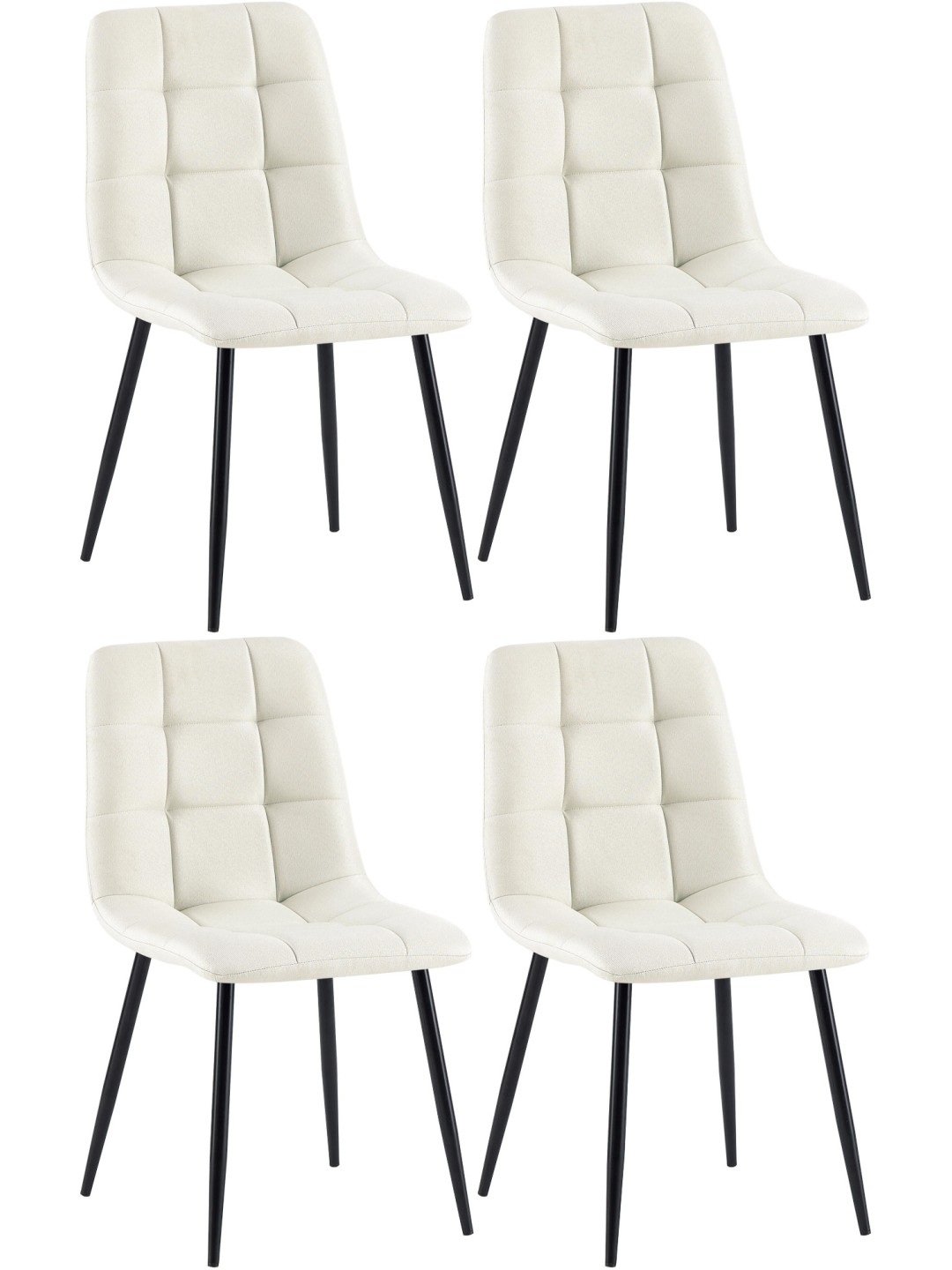 Lot de 4 chaises de salle à manger tissu Antibes, crème