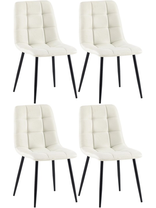 Lot de 4 chaises de salle à manger tissu Antibes, crème