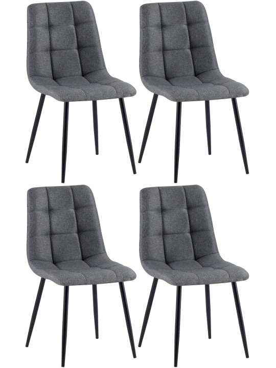 Lot de 4 chaises de salle à manger tissu Antibes, gris foncé