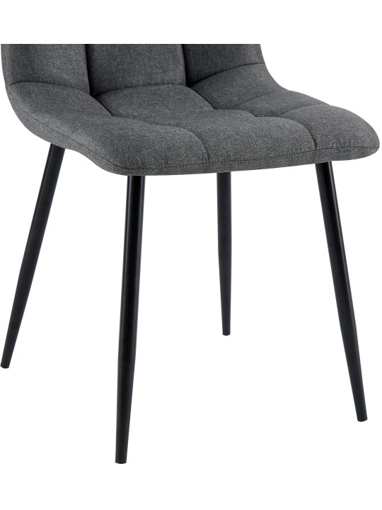 Lot de 4 chaises de salle à manger tissu Antibes, gris foncé