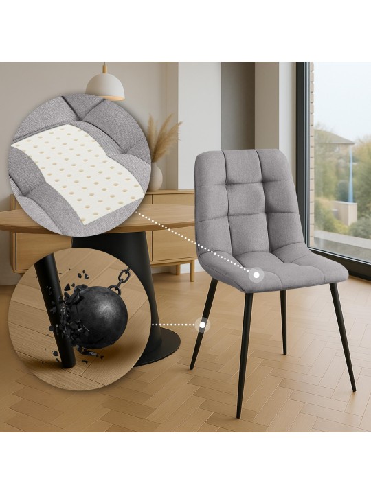 Lot de 4 chaises de salle à manger tissu Antibes, gris clair